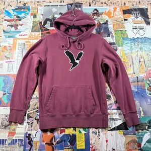 American Eagle Mens Hoodie Size XS Blush‎ Red Eagle Logo Pullover Sweatshirt